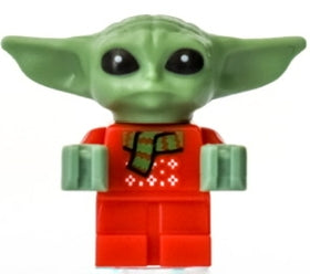 LEGO Star Wars Grogu (Baby Yoda) Minifigure with Red Christmas Sweater and Scarf